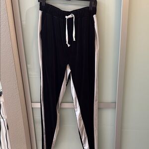 Black and White Velour Track Pants